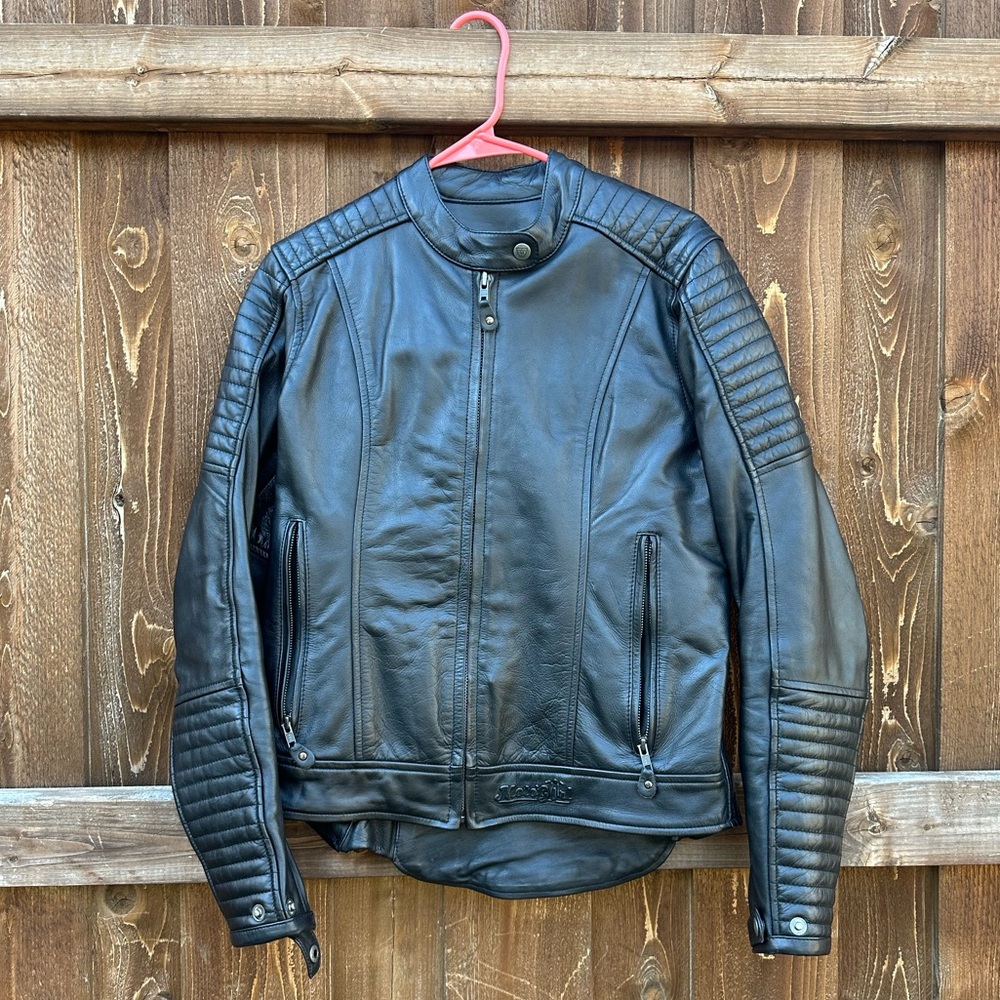 Wind and Throttle Valerie womens black leather motorcycle jacket